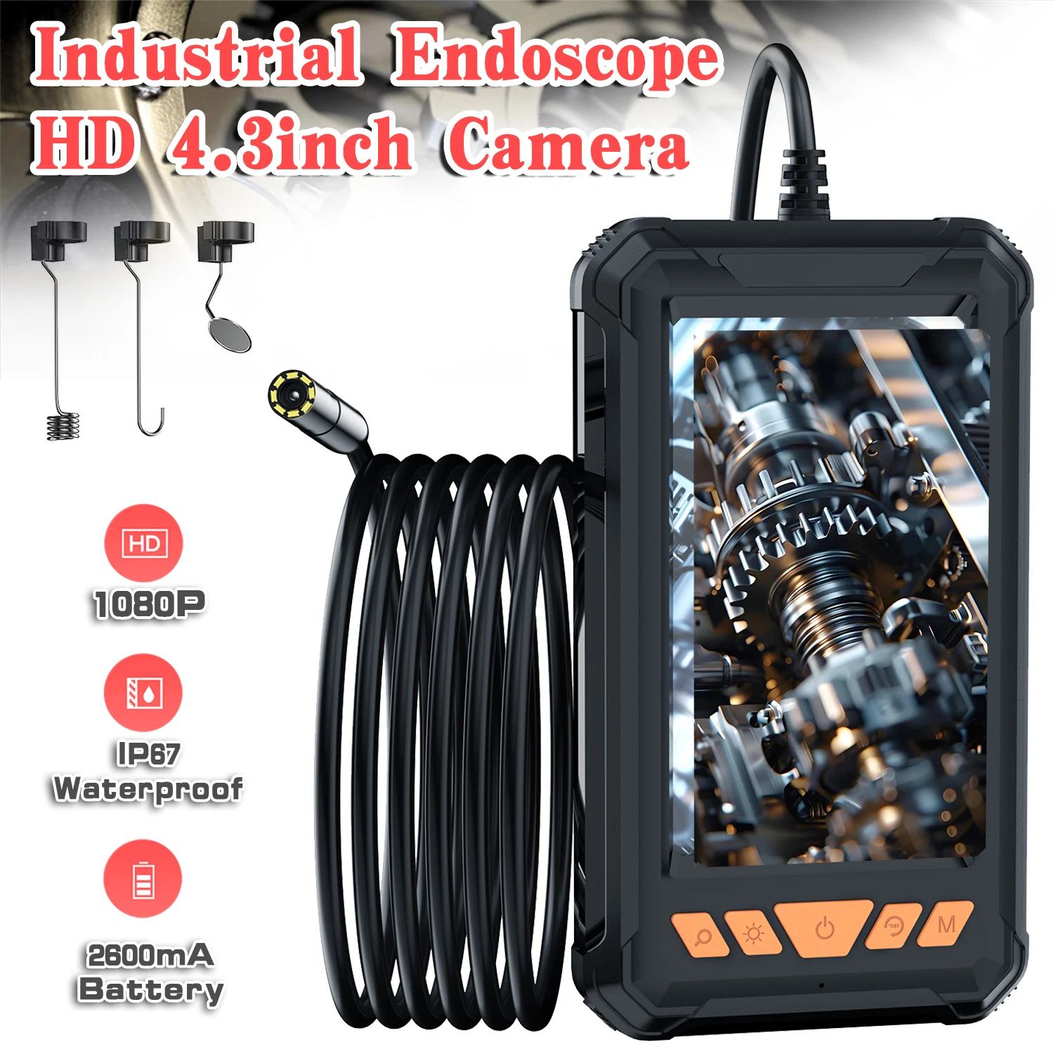 8mm HD Industrial Sewer Piping Endoscope Automotive Boroscope Endoscopic Pipe Inspection With Camera 1080p Tools Drain For Car