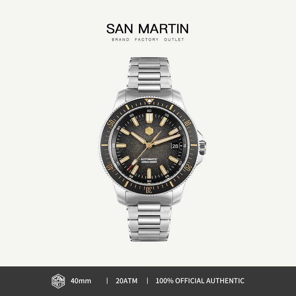 

2025 San Martin New 40mm Diver Watch Stainless Steel NH35 Automatic Mechanical 200m Waterproof Men Timepiece Luminous SN0118G-B