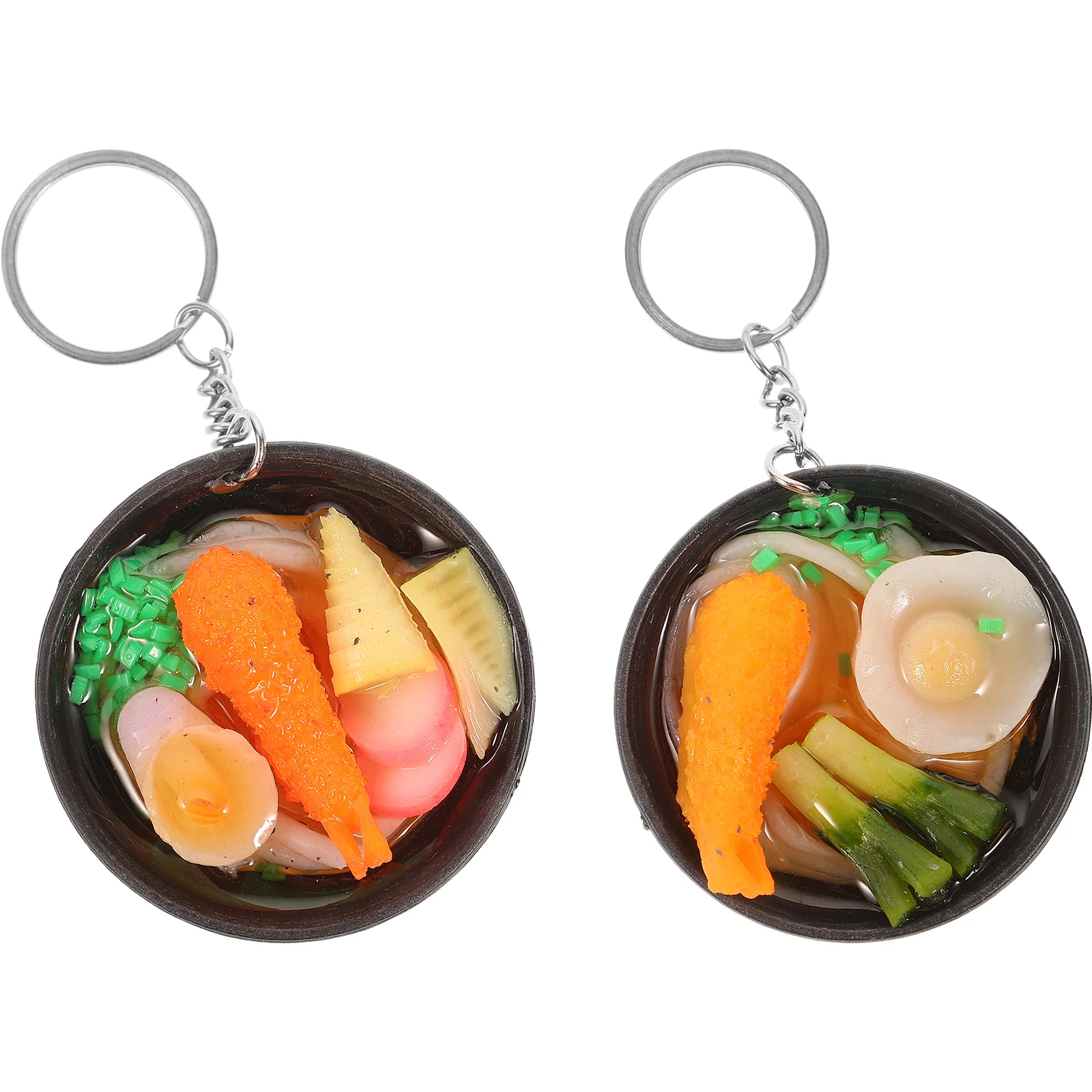 2 Pcs Key Chain Food Kitchen Keychains Baking Chef Ring Ramen Gifts Lifelike Bowl Vivid Simulation Keyring Pendant