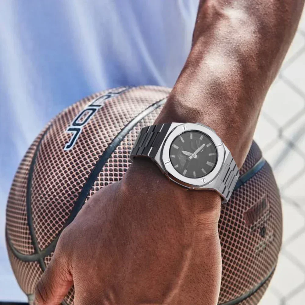 الفاخرة ل كاسيوك تعديل عدة GA2100 نوتيلوس الحافة المعدنية طقم عصري حاوية من الفولاذ المقاوم للصدأ حزام معدني لملحقات GA 2110