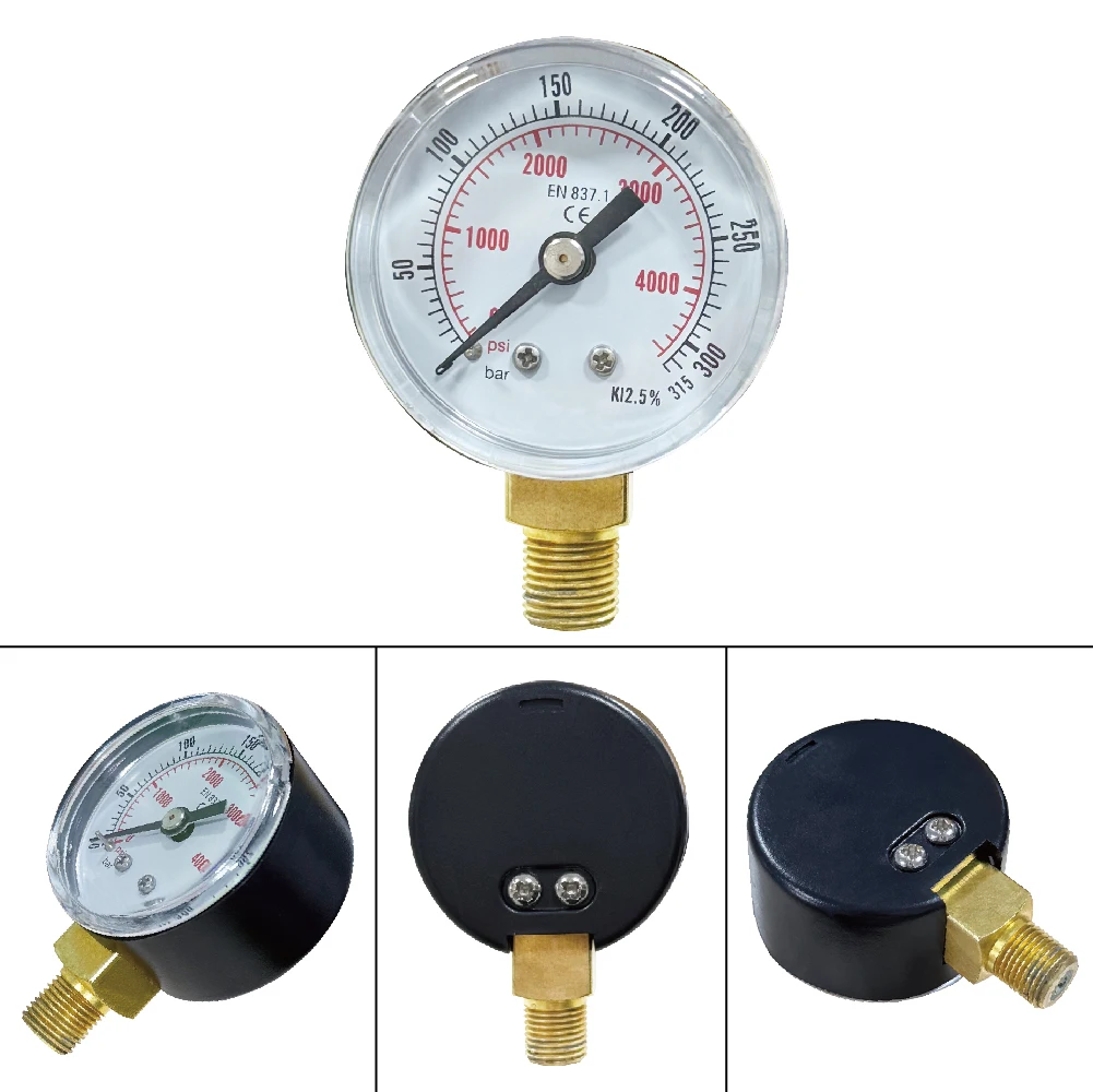 مقياس الضغط العالي 40 مم 315Bar 4500PSI مع وصلة سفلية 1/8 بوصة BSP لصمام المضخة وملحقات FX