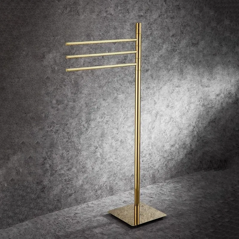 Household Bath Towel Rack Stainless Steel Three-layer Bathroom Removable Floor Towels Rack Simple Pole Bathroom Accessories