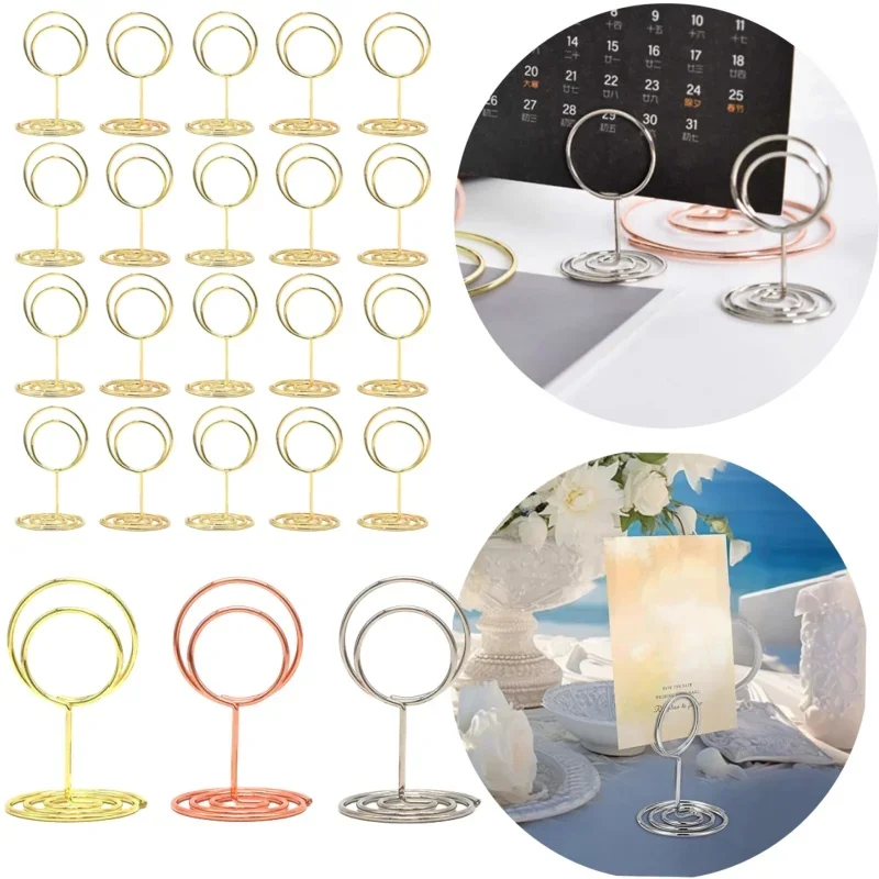 20pcs Metal Place Card Holders Photo Clip Stand Wedding Table Number Name Sign Stand for Wedding Birthday Party Desk Accessories