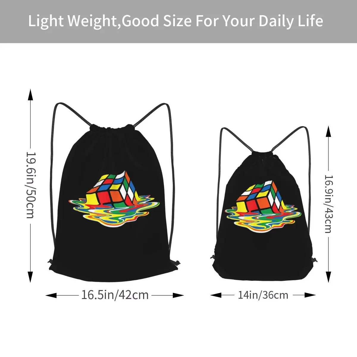 Melting Magic Cube Backpacks Casual Drawstring Bags Sundries Bag Book Bags for Man Woman School