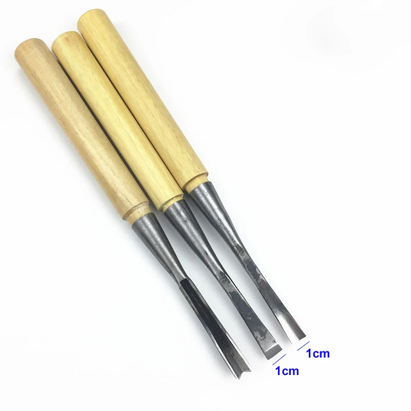 3PC Woodwork Carving Chisel Hand Paring Knife Flat Round Triangle Wood Carving Knives 1cm 2cm 3cm