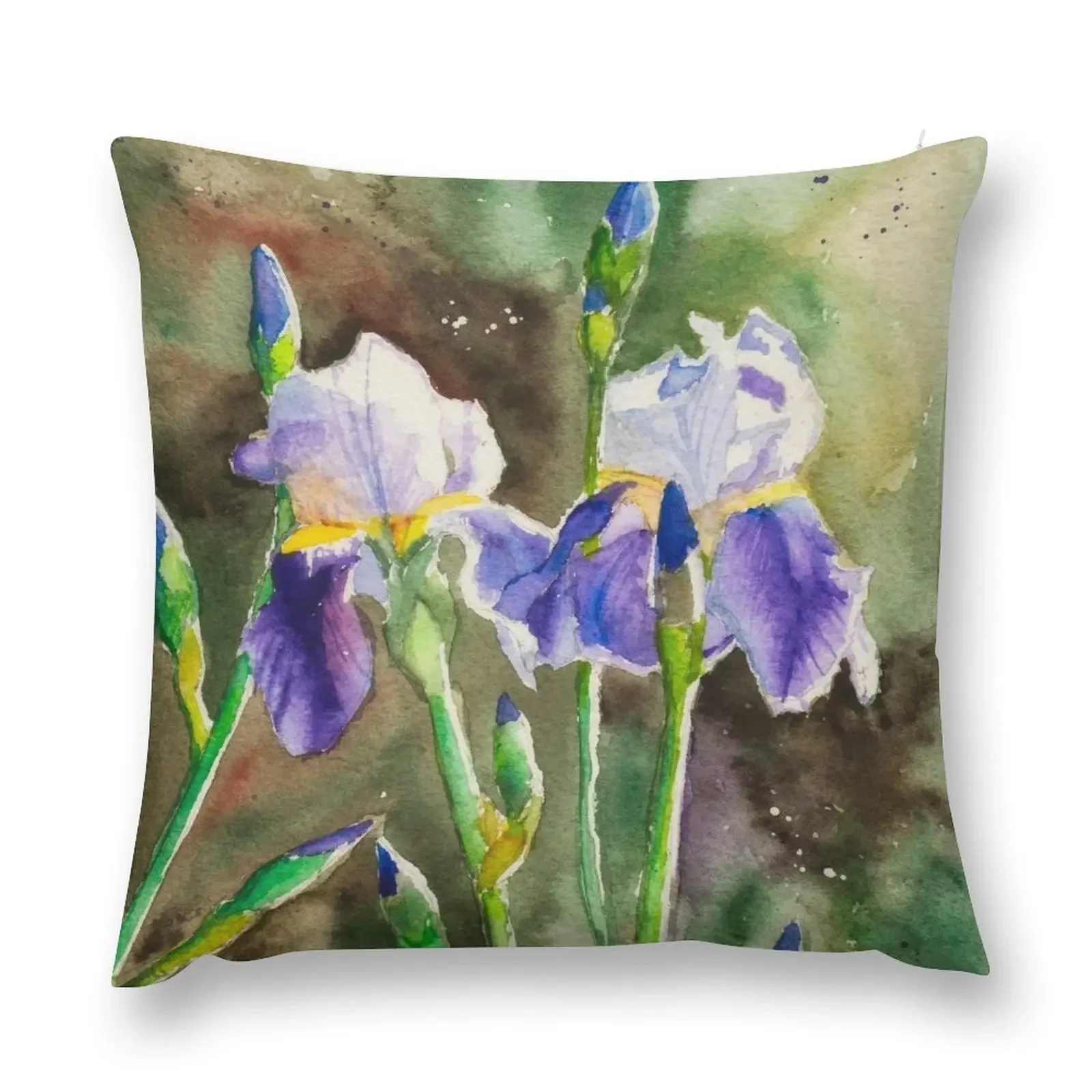 Irises Watercolour Painting Throw Pillow Decorative Sofa Cushions Luxury Pillow Case pillow