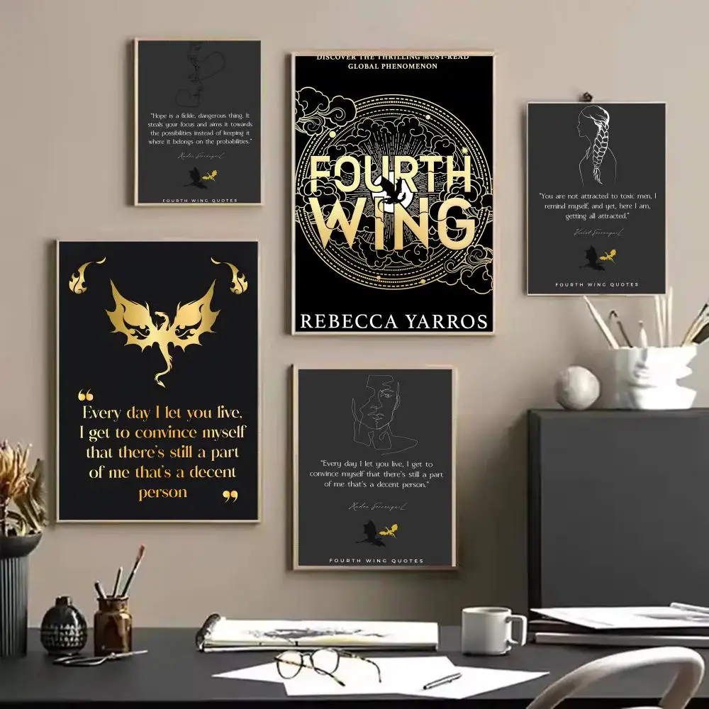 Fourth W-Wing Dragon Poster Stickers Mural Painting Self-Adhesive Decor for Bedroom Living Room Home HD Wall Decals Gift