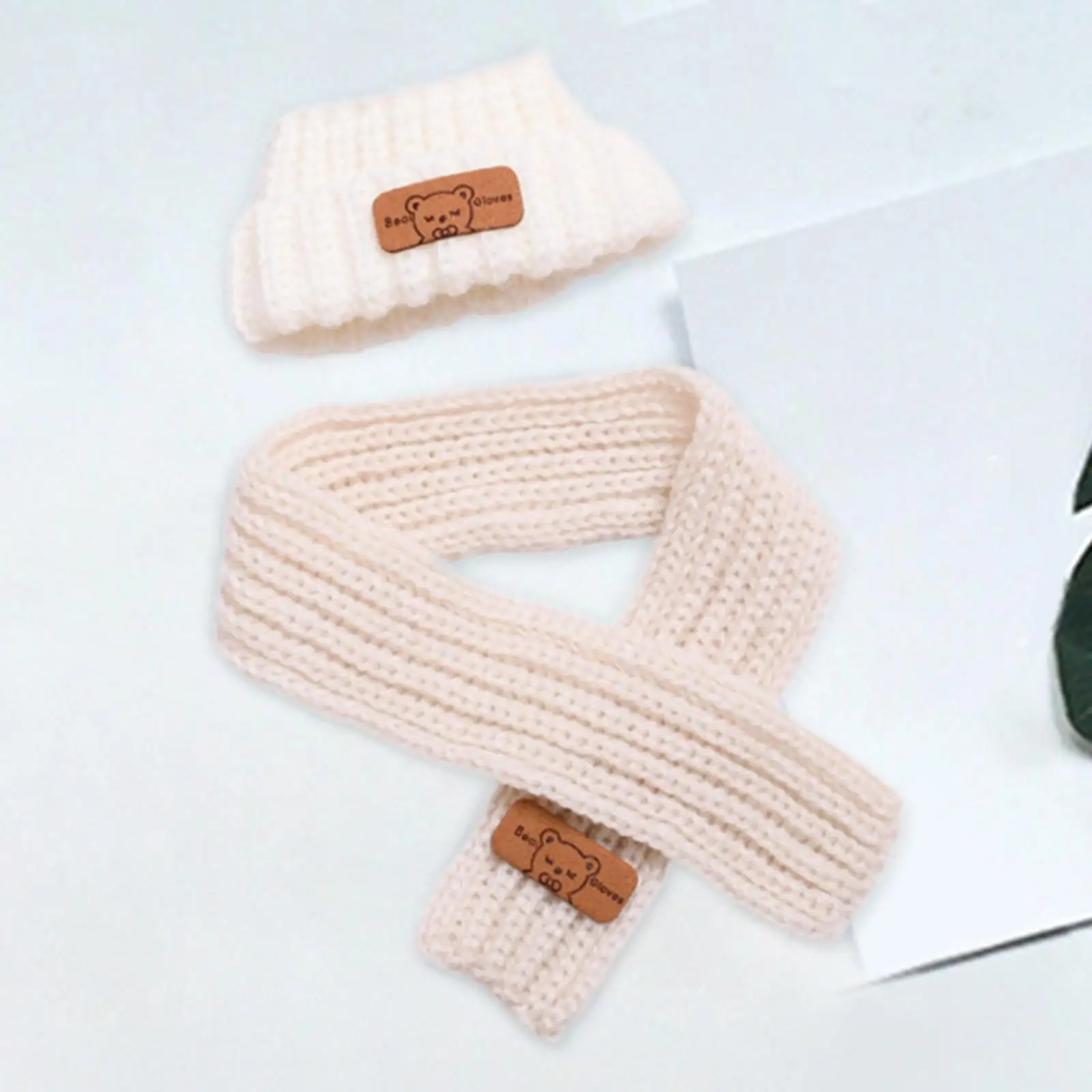 Doll Hat Scarf Set Miniature Plush Clothes for 15cm Stuffed Animal Toy Outfit Soft Fabric Accessories Dress Up Girl Doll Gift