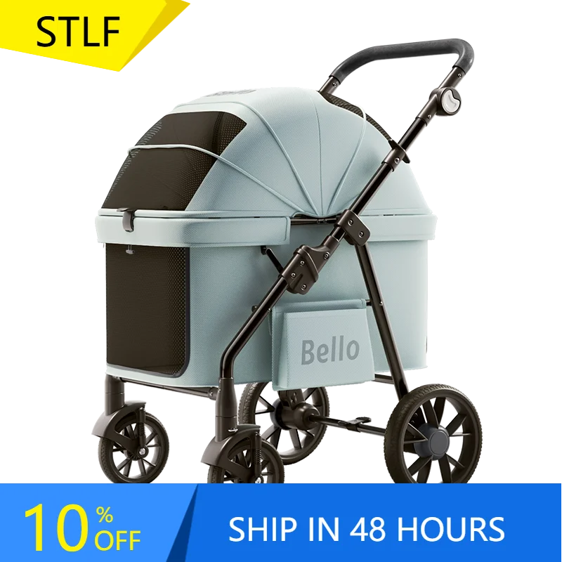 STLFBello Nieuw design opvouwbare kinderwagen voor grote honden, 4 wielen, premium reistas