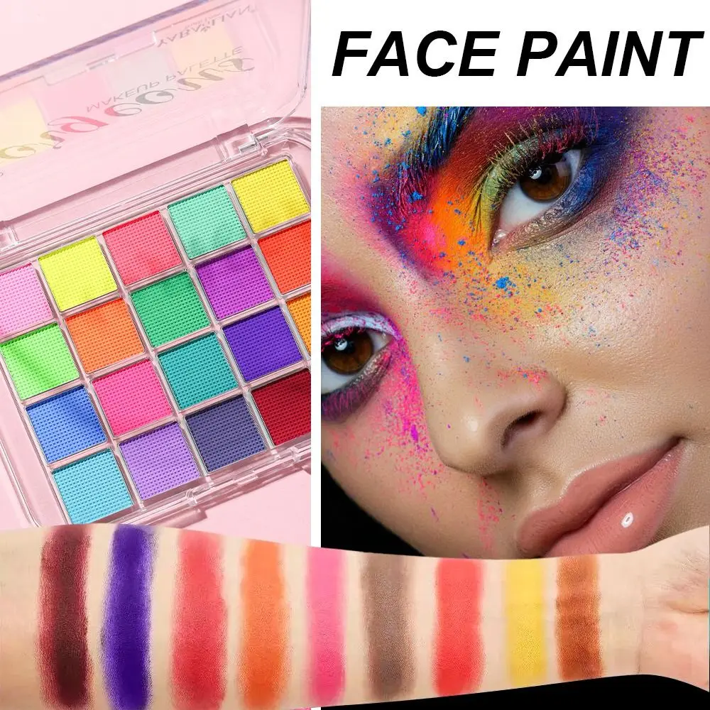 Paleta de pintura facial para maquillaje de ojos, pigmento de pintura facial seguro de 20 colores, pigmentos de sombra para ojos profesionales fáciles de limpiar