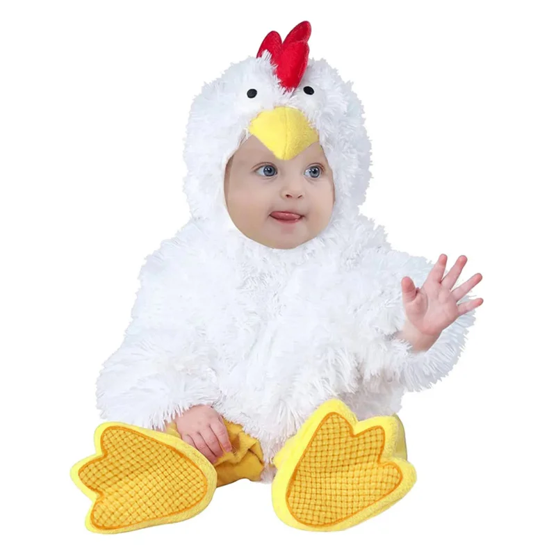 

Cute Baby Chicken Chick Costume for Boys Girls Infant Fleece Rompers Jumpsuit with Shoes Halloween Easter Fancy Dress 6M 12M 18M