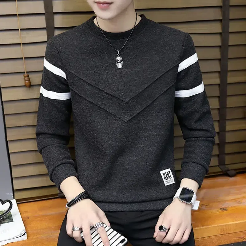 Top Tight Slim Fit Knit T Shirt for Man Pullover Black Men's Clothing High Quality Fashion Trends 2024 Brand Harajuku A Tee It F