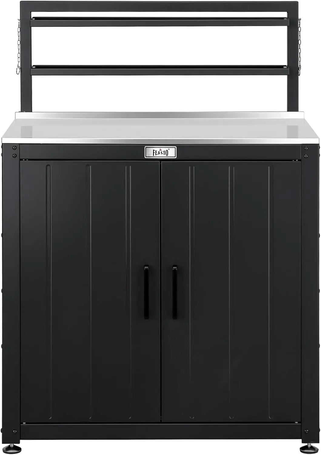 Black Outdoor Garden Potting Bench Work Table with Storage Cabinet