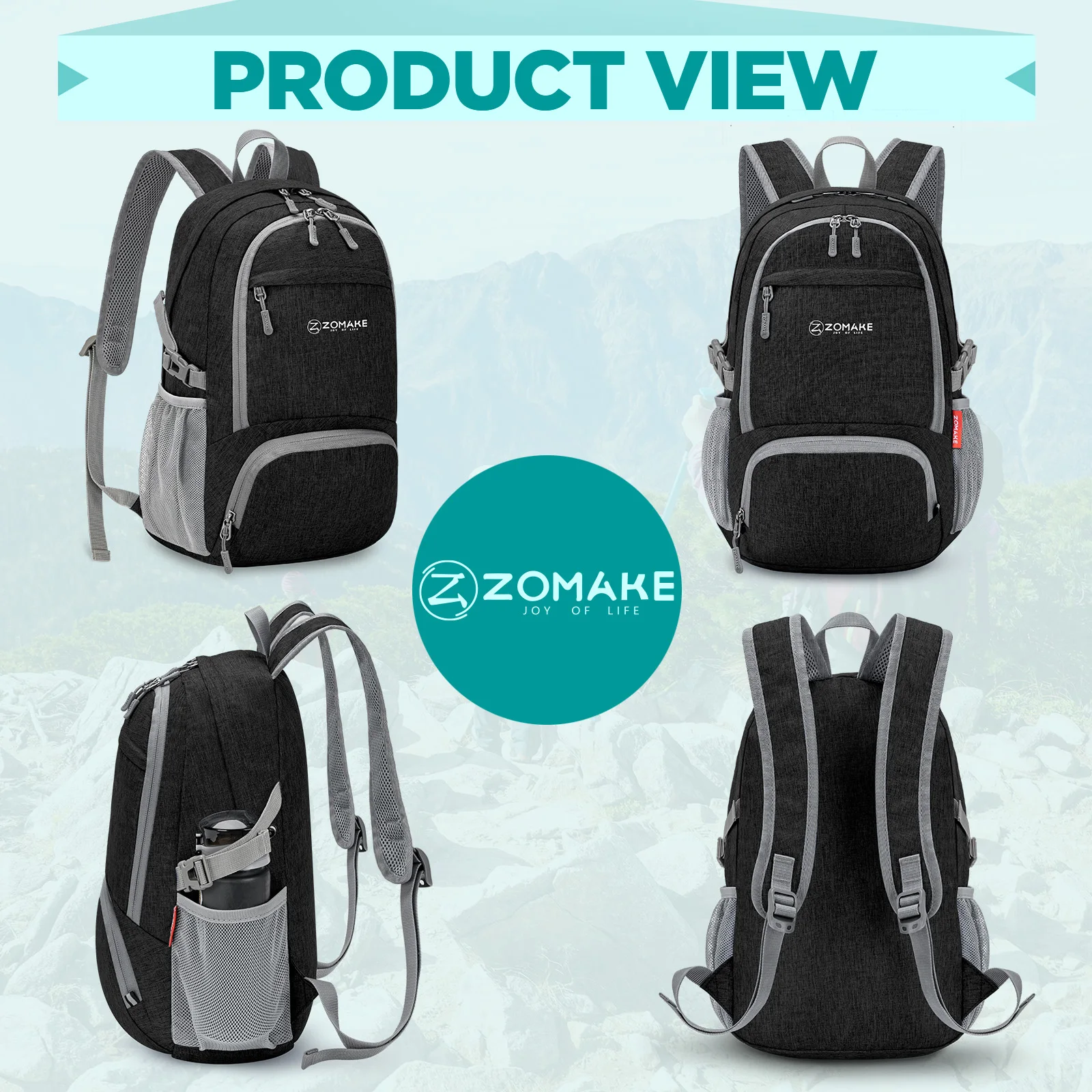 ZOMAKE 25L Lightweight Waterproof Backpack Foldable Portable Waterproof Camping Hiking Knapsack Travel Leisure Unisex Backpack