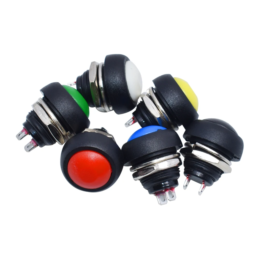 LIZAO 2Pin Mini Switch 12mm 1A waterproof switch pbs33b 12v momentary Push button Switch reset Non-locking pbs-33b