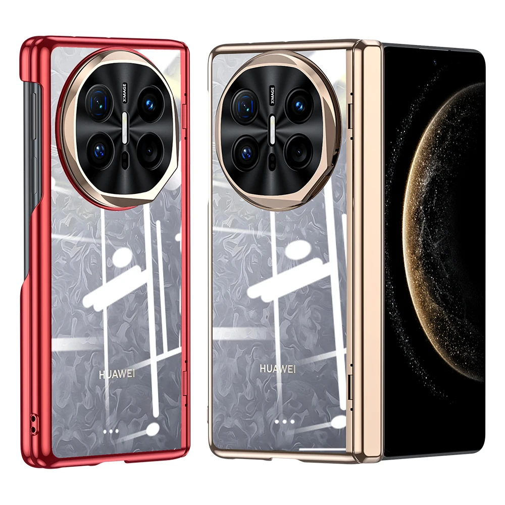 For Huawei Mate X6 Case Classic Texture Matte Folding Hinge Lens Holder Built-in Magnetic Wireless Charging Cover Without Film