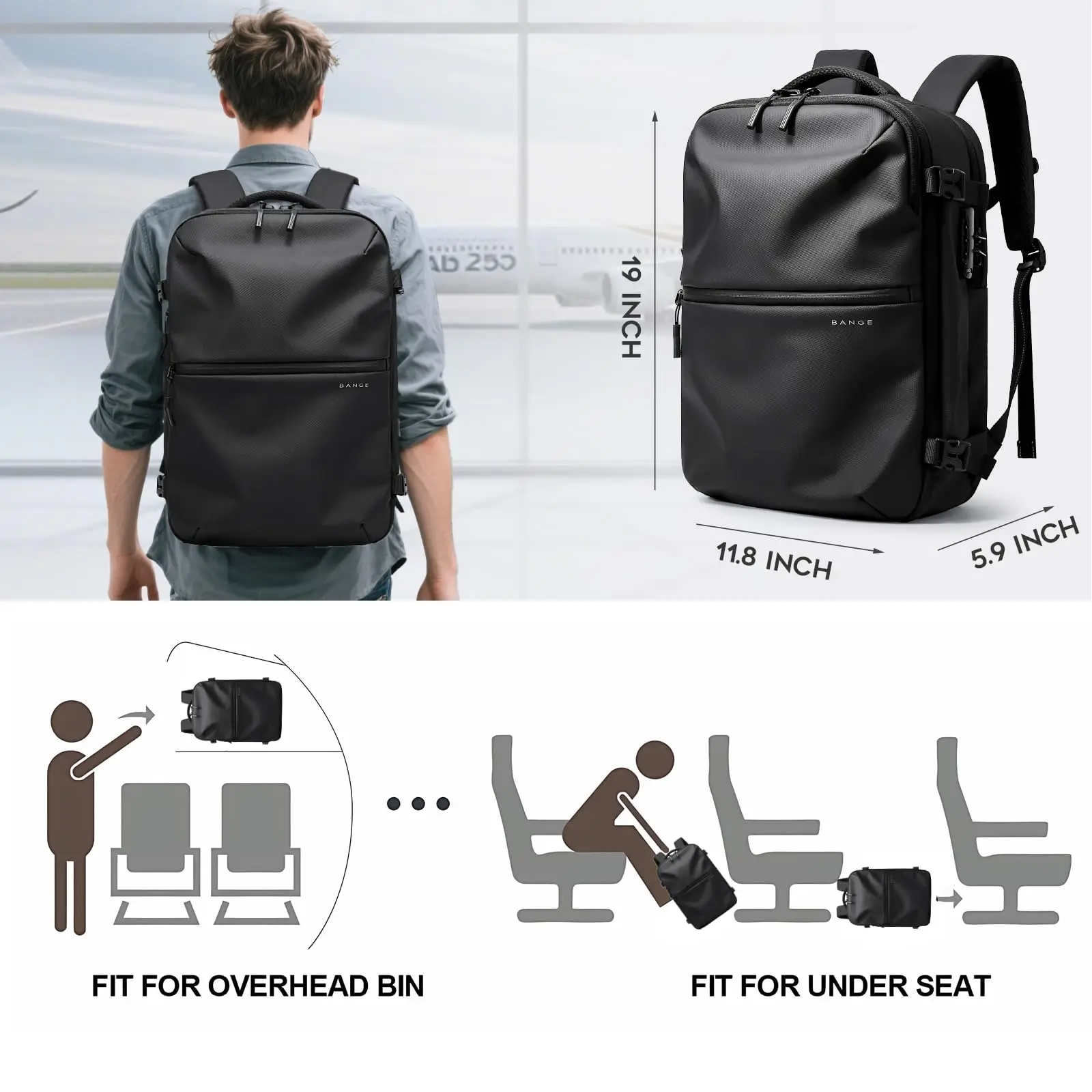 BANGE Anti-Theft Men Travel Backpack Vacuum Compression 15.6 inch Laptop Backpack For Business School Bag Pack Hiking Backpacks