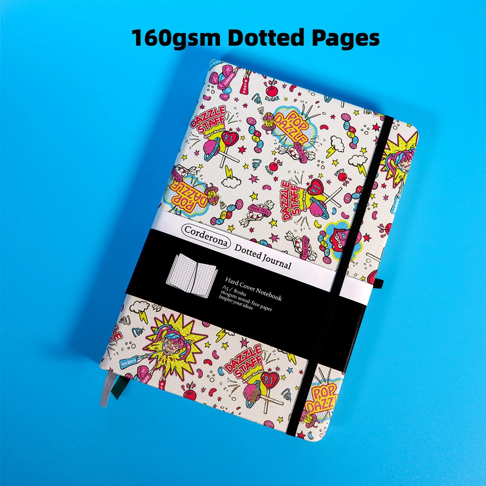 Cartoon Dazzle Bullet Dotted Journal Elastic Band A5 Hardcover 160gsm Notebook