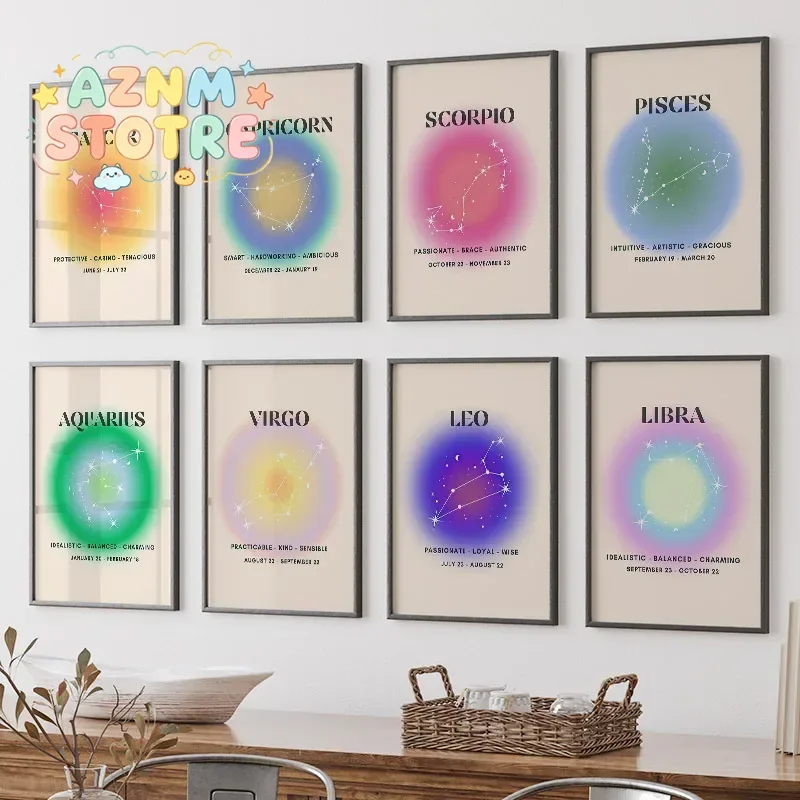 Constellation Astrology Landscape Star Wall Art Canvas Painting Virgo Aries Pisces Leo Posters And Print Living Room Home Dec
