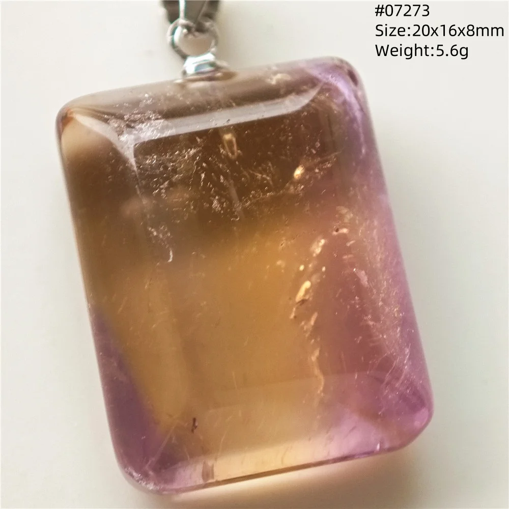 Natural Purple Yellow Ametrine Quartz Pendant Jewelry Rectangle Clear Bead Women Men Citrine Amethyst Fashion Necklace AAAAA view 4