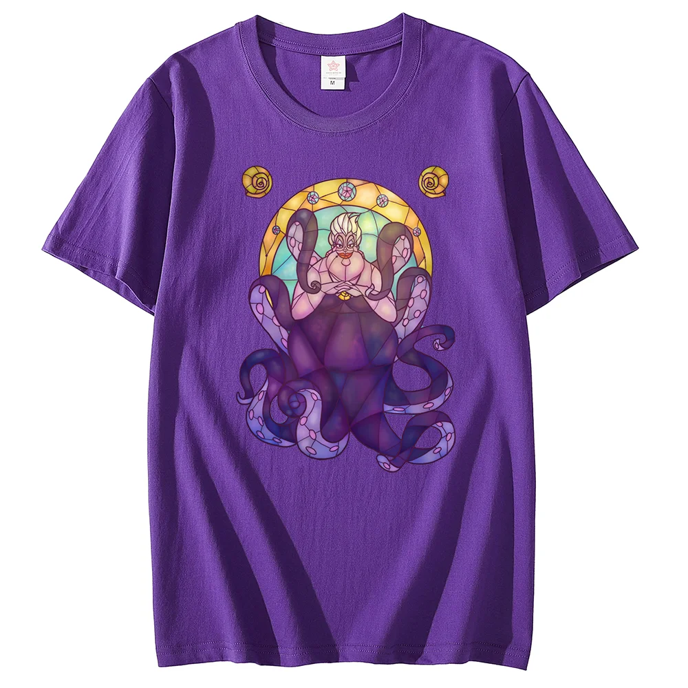 Disney The Little Mermaid Ursula print T-shirt Leisure Sports Street Harajuku Couple Student T-shirt