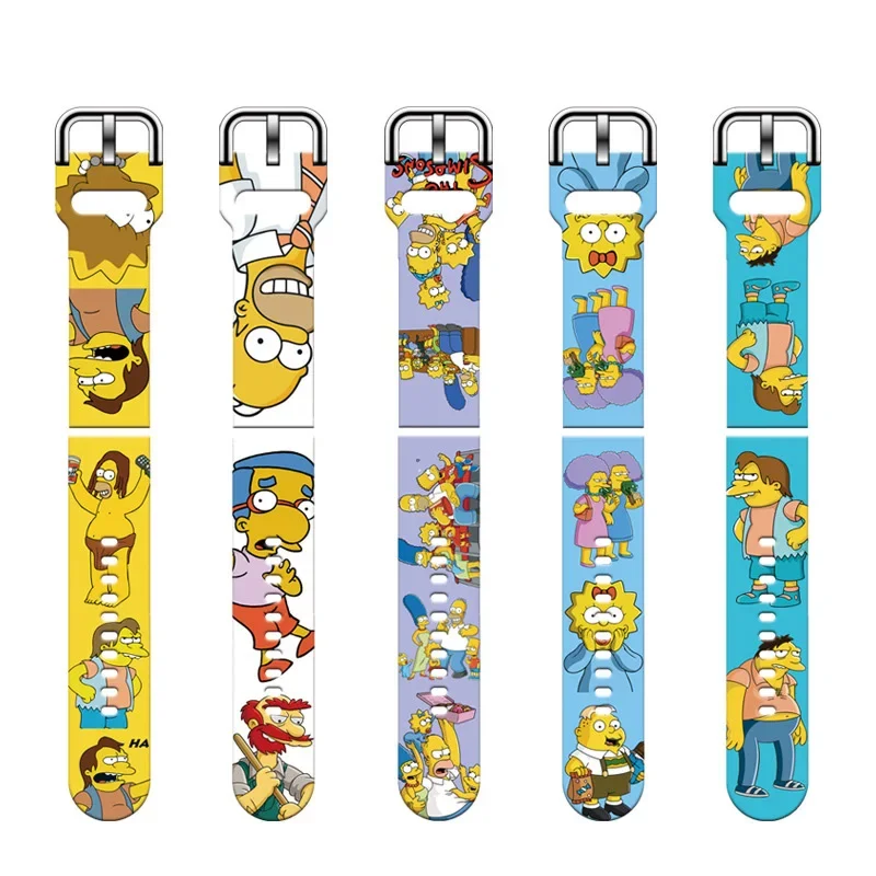 Disney The Simpsons Printed Silicone Strap For Xiaomi OPPO Jiaming Samsung Huawei GT Watch Band 20MM 22MM Cartoon Accessories