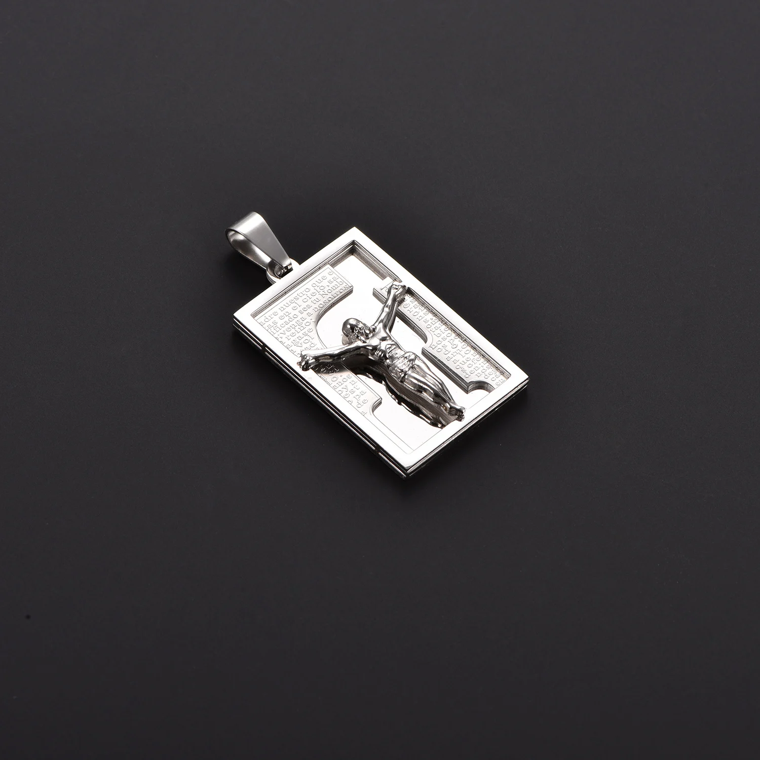 Jesus-Anhänger, Vintage-Kruzifix, katholischer Anhänger für Herren, Edelstahl, religiöses Symbol, hochwertiger Schmuck für Männer und Frauen. – Detail 7