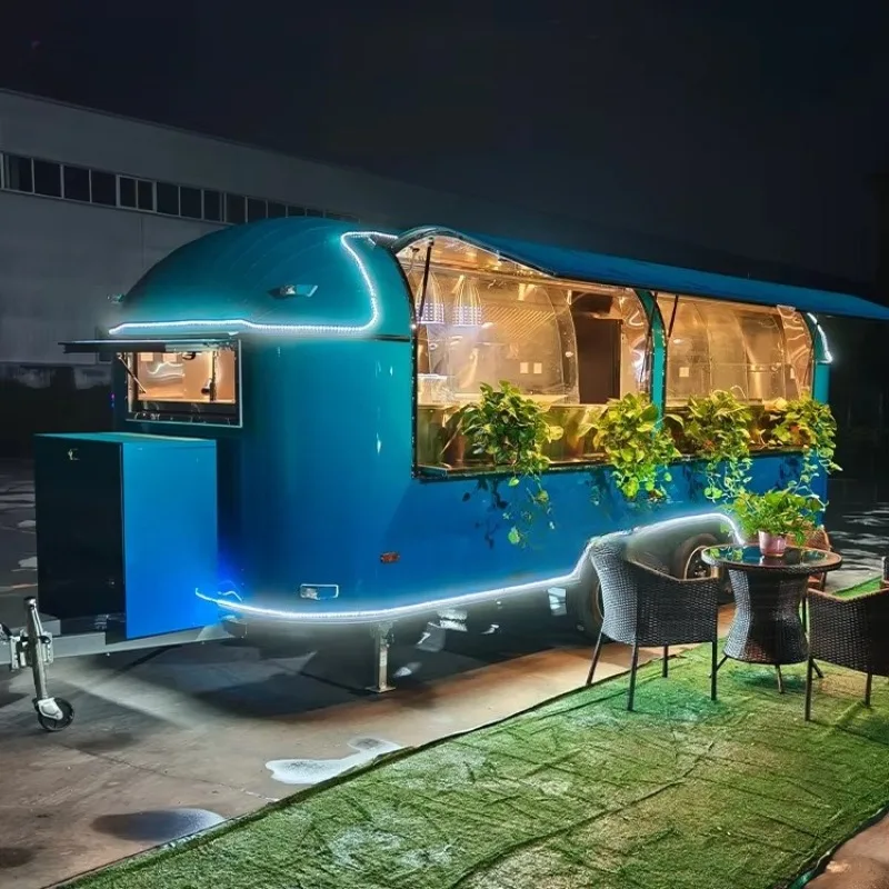 Mobile Food Cart Trailer Portable Commercial Fast Food Kiosk Street Food Outdoor Catering Unit