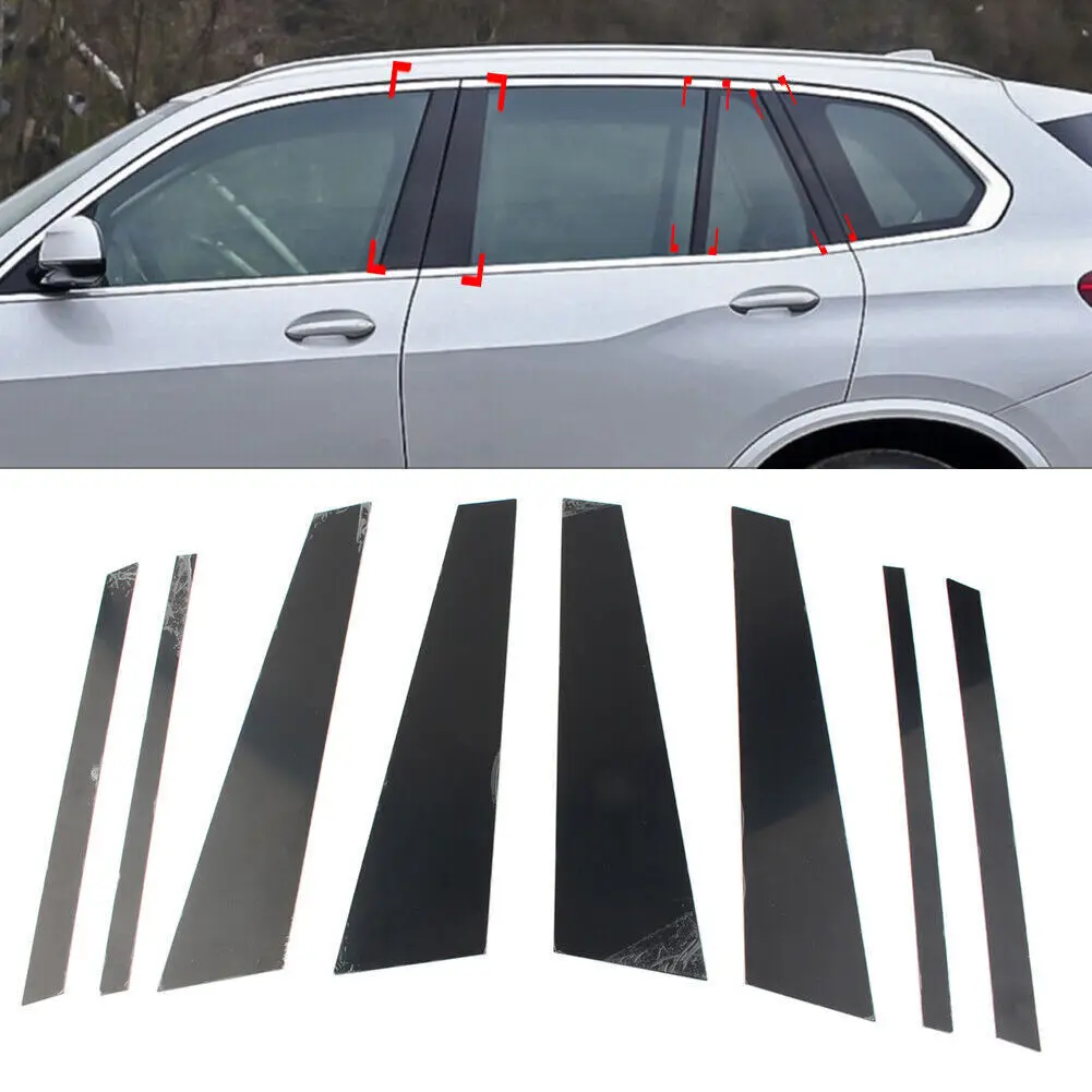 

8X Door Window Trim Cover Pillar Post Glossy Black For BMW X5 G05 2019-2024