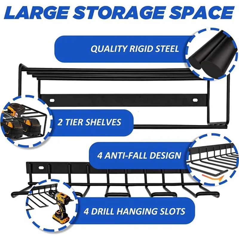 Manual Power Tool Storage Rack Wall, Hanging Floating Tool Rack, Electric Drill Rack, For Workshop Garage