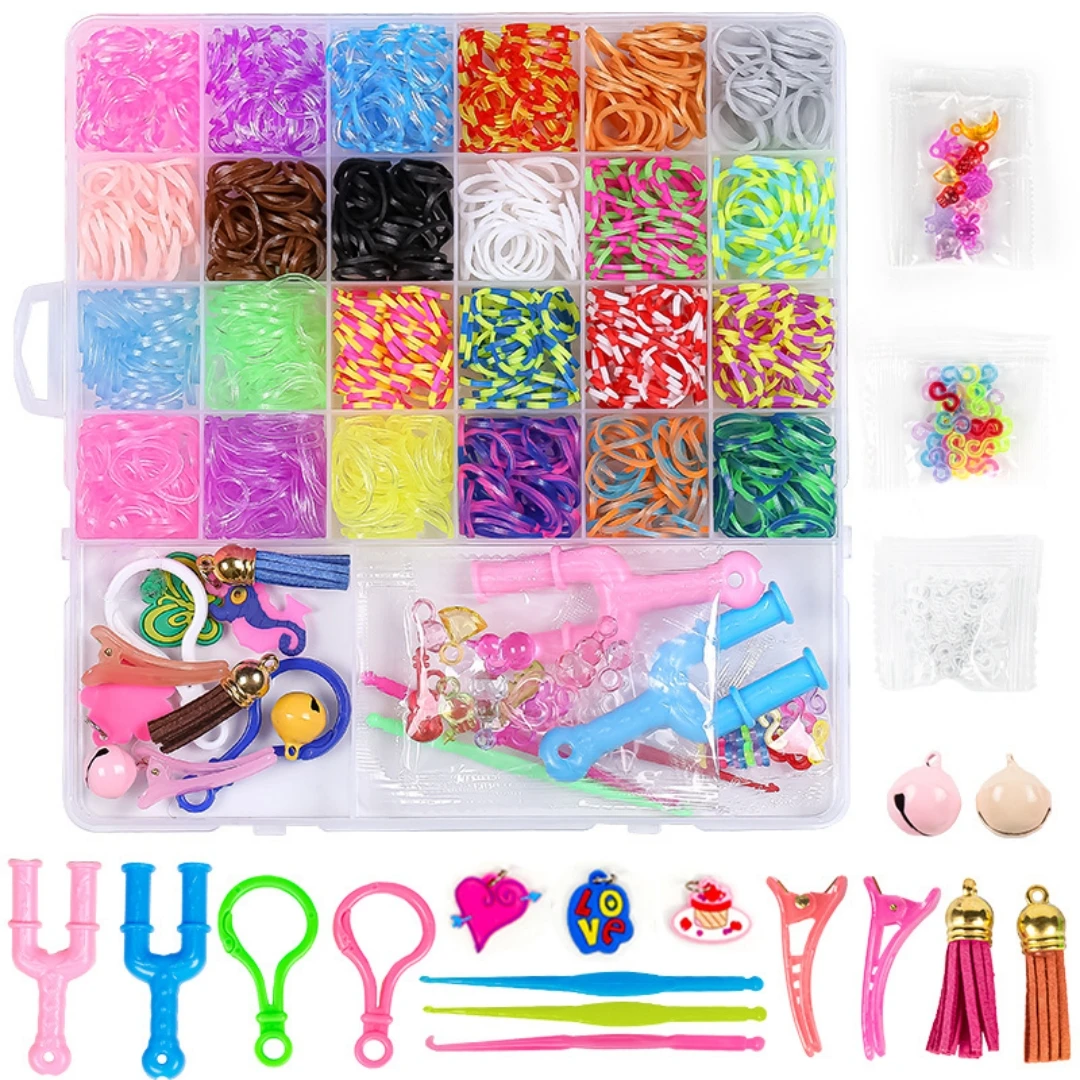 15-40 الوتد قوس قزح تلوح في الأفق عدة ملونة DIY بها بنفسك الحرفية النسيج تلوح في الأفق التعليمية سوار صنع مجموعة هدية عيد ميلاد صندوق الحرف