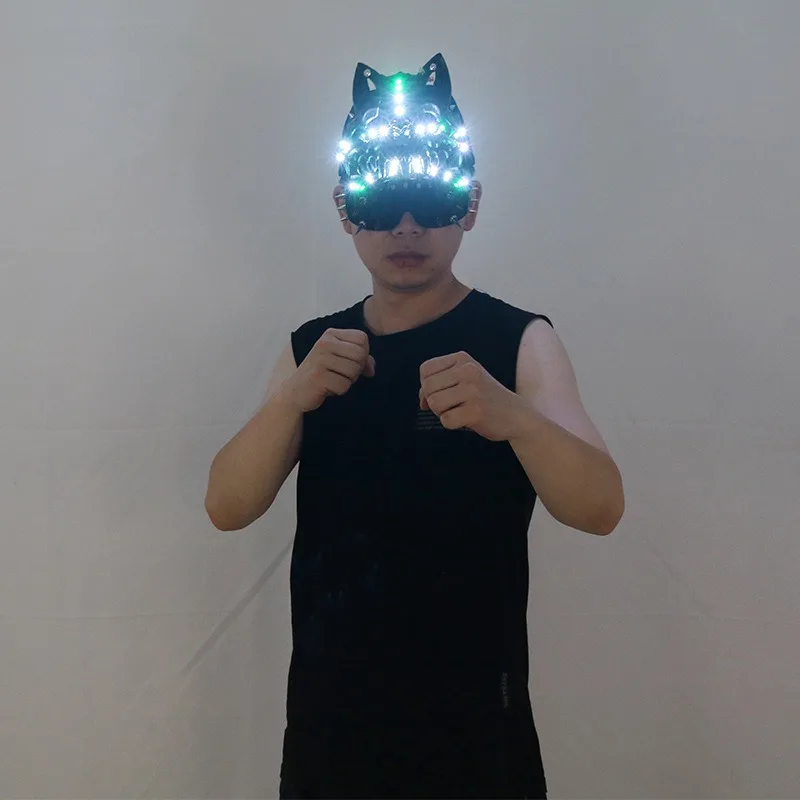 Kolorowa, świecąca czapka LED z motywem czaszki, fluorescencyjna czapka baseballowa, rekwizyt do klubu nocnego, baru, KTV, akcesorium imprezowe, przyciągająca wzrok ozdoba na głowę.