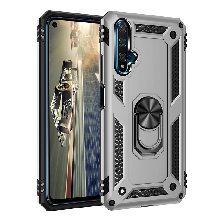 for Huawei Nova 5T Armor Shockproof Case for Huawei Nova 5 T Military Drop Protective Magnet Car Holder Ring Case Cover, image 3