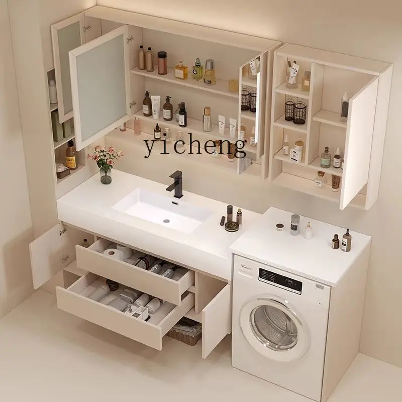 u3 washing machine integrated cabinet, bathroom, washbasin, hand washbasin, bathroom cabinet, rock slab countertop