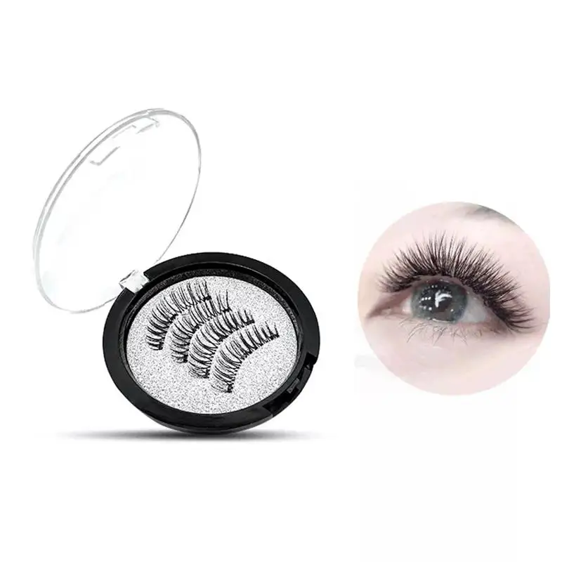 Three Magnet False Eyelashes No Trace of Glue Free 3d Magnetic Eyelashes Reuse Quick Stick Double/Four Magnetic Lashes Makeup