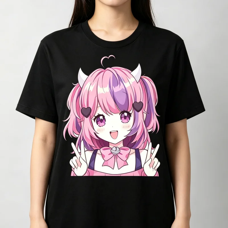 Akaza Akari YuruYuri Printed T-shirt White Crew Neck Short Sleeve Fashion Tee Women and Men Comfortable Harajuku Y2k Top