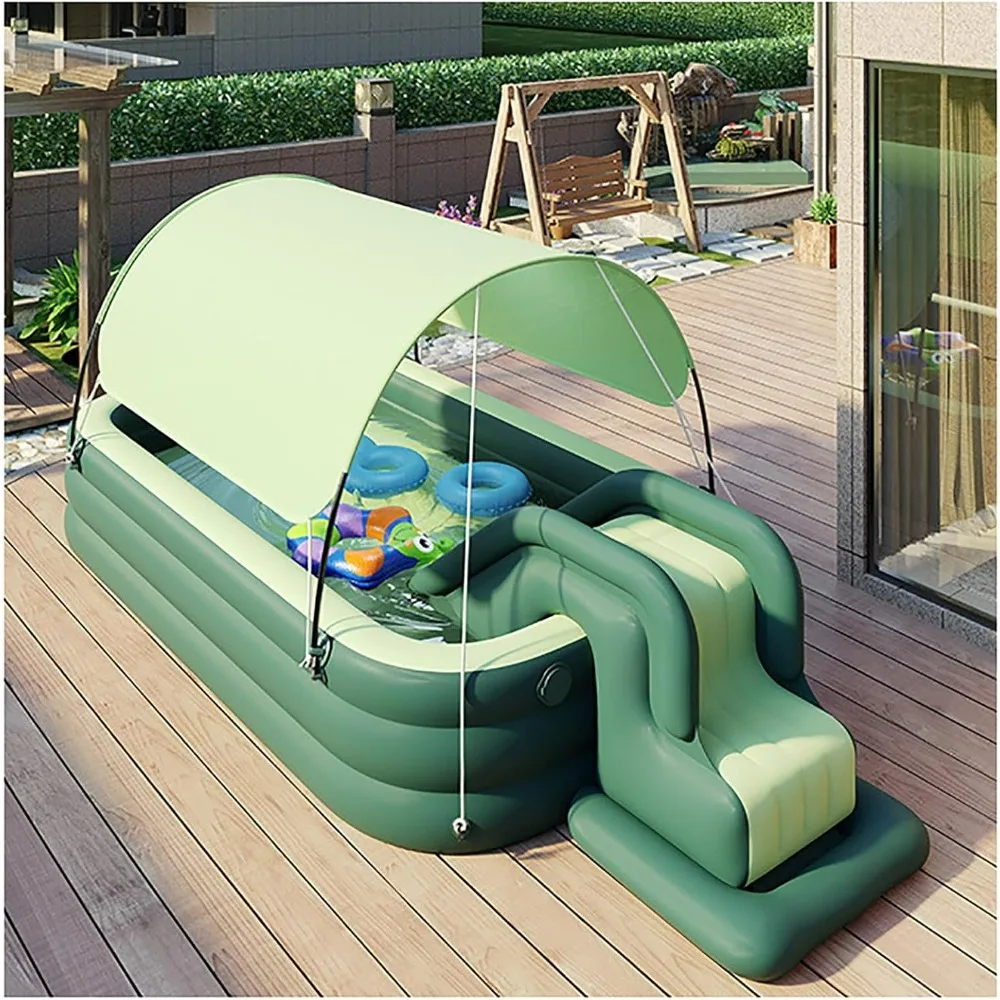 

Inflatable Pool with Slide and Sunshade,Full-Sized ePools,Above Ground Pools for Family, Backyard, Garden, Lawn, Outdoor