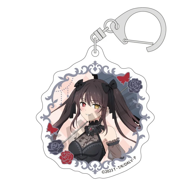 Date A Live Itsuka Shido Yatogami Tohka Tokisaki Cute Cartoon Gothic Style Keychains Anime Keyrings Bag Tag Cos Accessory
