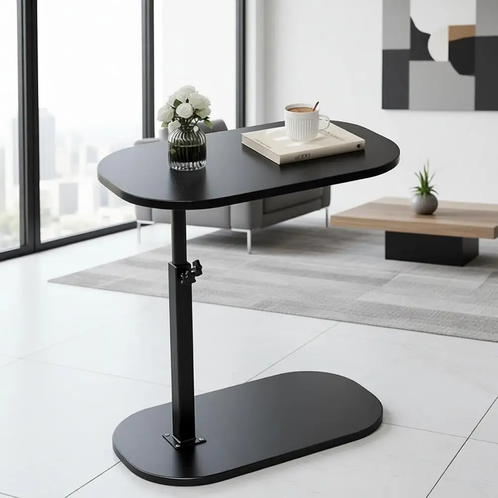 

Регулируемая по высоте 360 ° Поворотный приставной столик C-образной формы для дивана и кровати, идеально подходит для небольших помещений (черный)