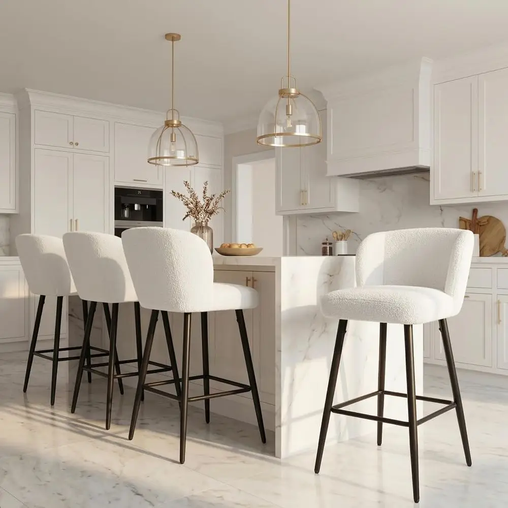 

Барные стулья с мягкими спинками, высотой 30 дюймов, комплект из 4 штук, белые