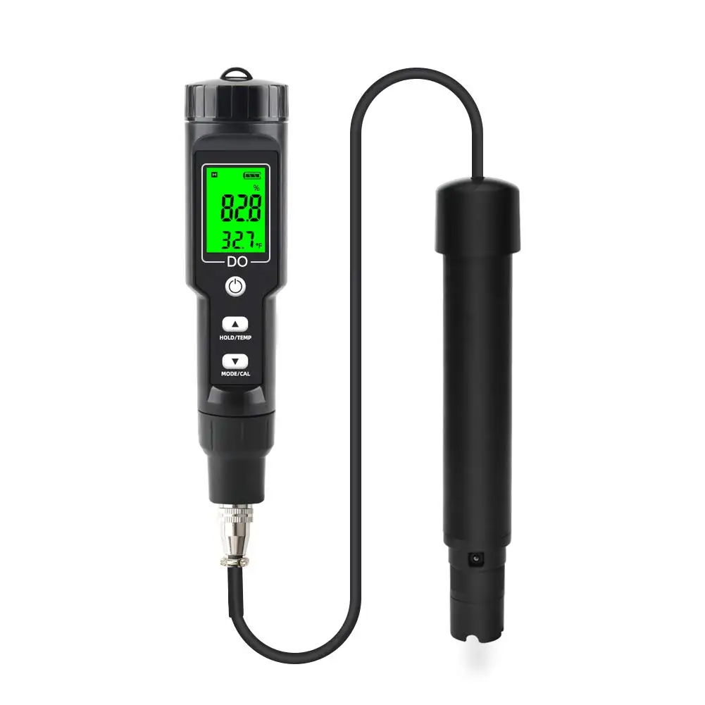 Portable dissolved oxygen analyzer with precision probe for aquaculture and environmental monitoring