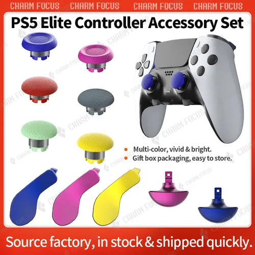 Imagen 1 del producto Tapa de Joystick de plástico 10 en 1 para controlador de borde PS5, Joystick analógico, 6 paletas intercambiables, 4 paletas y accesorio D-Pad