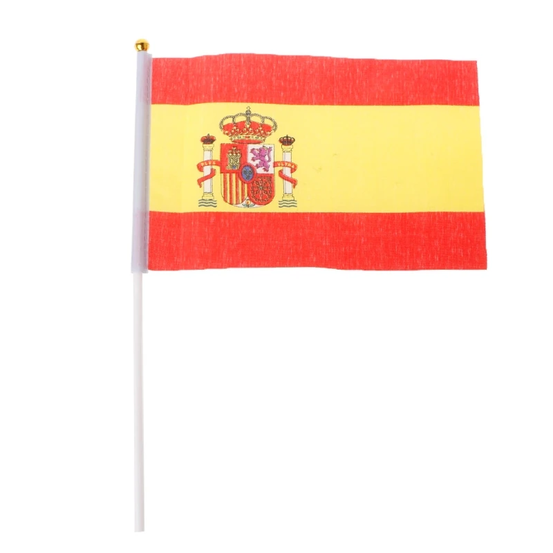 5Pcs Spanish Hand Waving Flags Spain for crest Banners Sports Opening Outdoor De