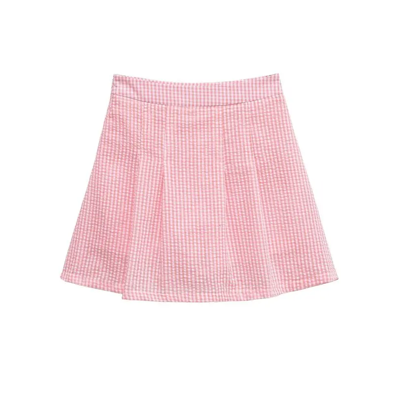 Conjunto de Verano 2025 para Mujer, Ceco Corto de Moda con Cuello Cruzado y Diseño Cole, Falda Midi con Cierre de Boto...