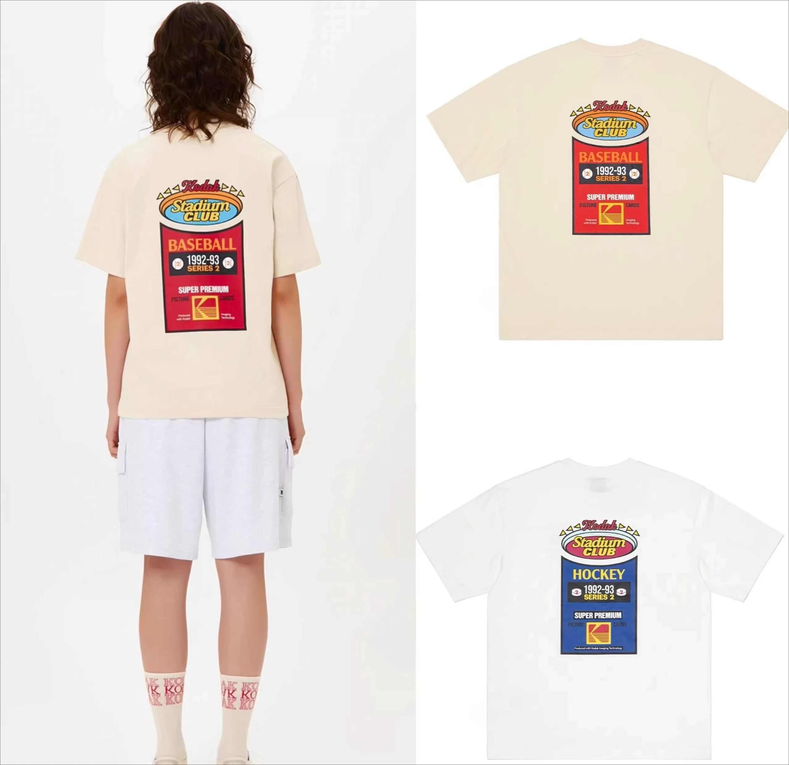T-shirt d'été polyvalent pour hommes, 100% coton, imprimé sur film de marque Kodak, haut décontracté à manches courtes pour le sport, pour adultes