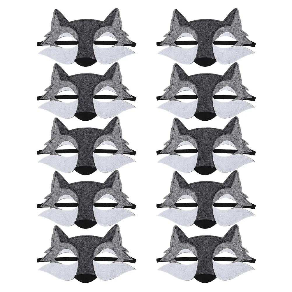 10 pezzi lupo feltro mezza maschera costume di Halloween forniture per feste di animali accessori cosplay in maschera maschera lupo di Halloween