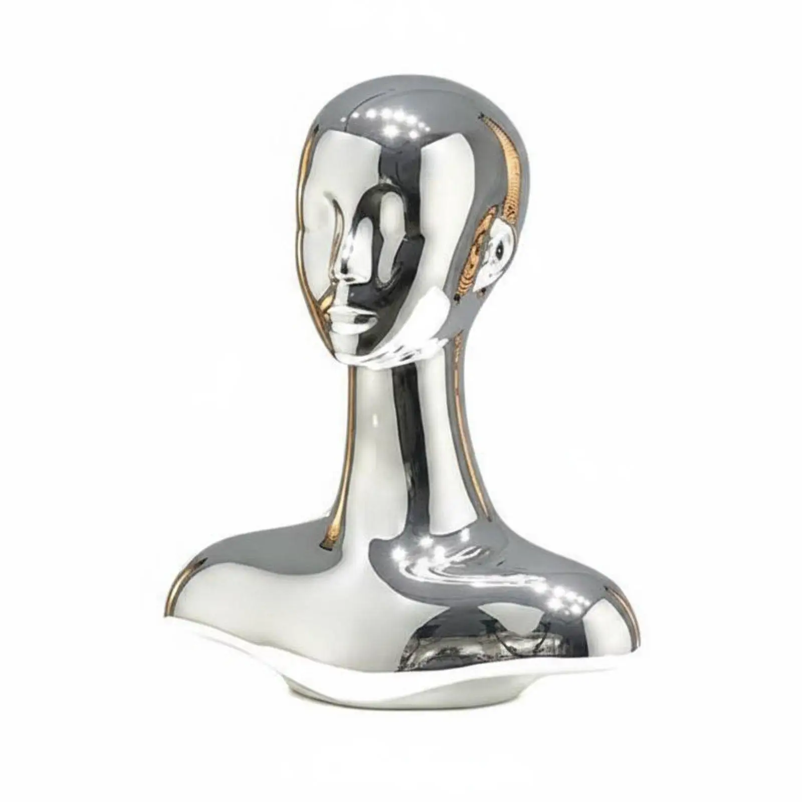 Jewelry Bust Display Mannequin Head Stand Polished Surface for Retail Necklace and Hat Showcase