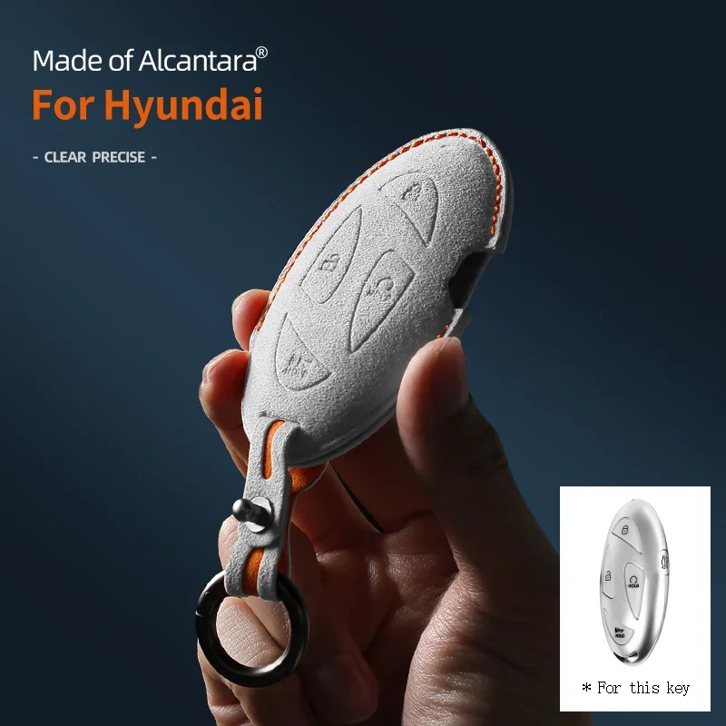 5 Buttons Car Key Case For Hyundai Grandeur GN7 Kona Ev 2023 Ioniq 6 Auto Smart Remote Suede KeyChain Cover Shell Accessories