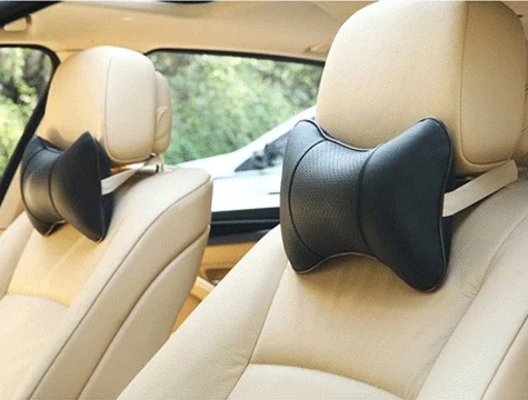 Leather Car Neck Pillow 2 Pcs (Black)