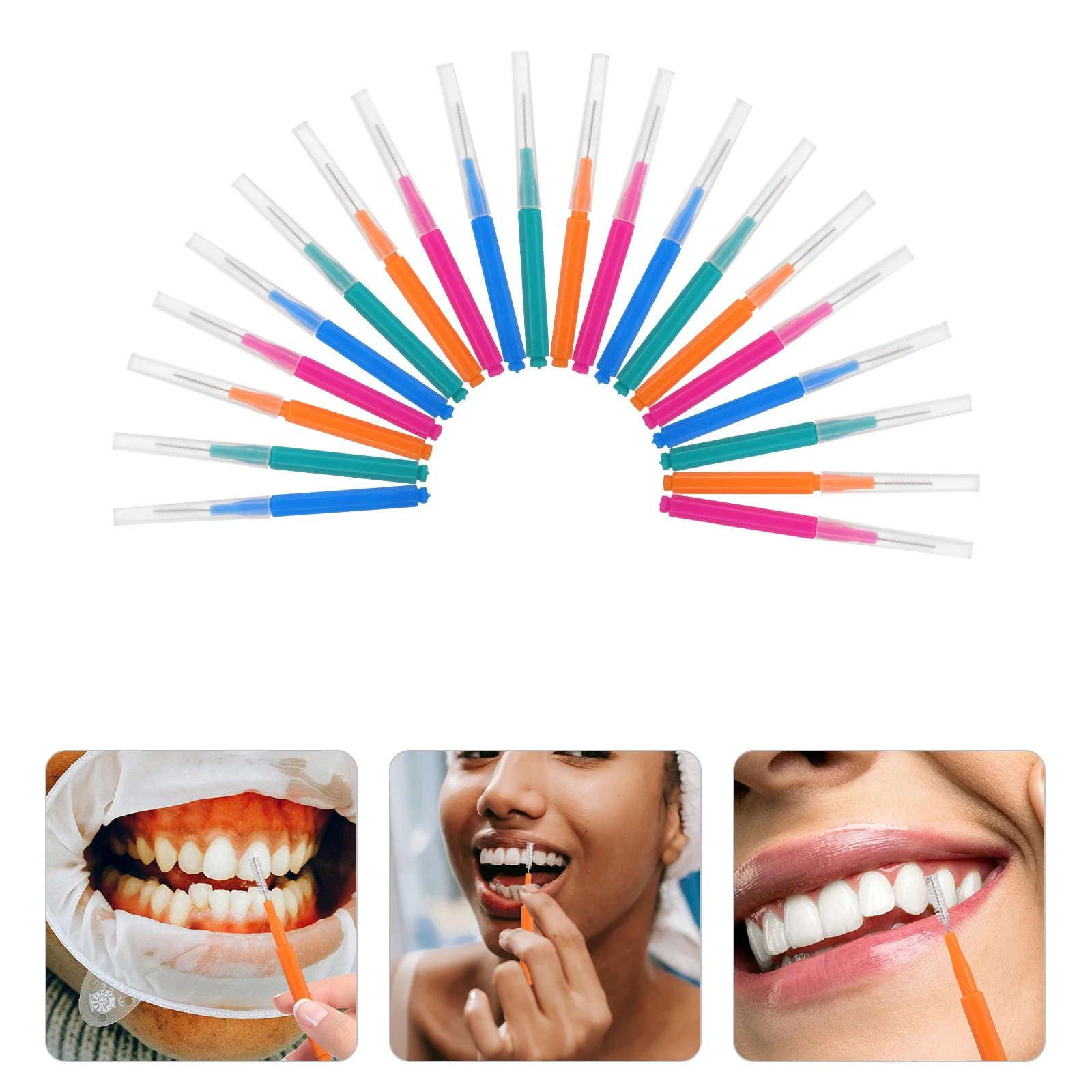 

40Pcs Interdental Brush Straight Design Pushpull Mechanism Stainless Steel Wire Oral Flosser Teeth Cleaning Supplies
